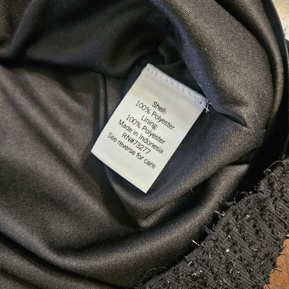 Nine West Blouse Small Black Metallic Long‎ Sleeve Keyhole Mock Neck Top Office - Picture 7 of 15